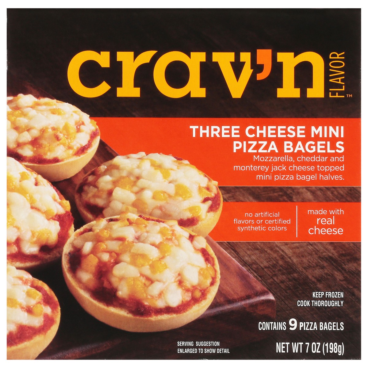 slide 12 of 15, Crav'n Flavor Three Cheese Mini Pizza Bagels 9 Each, 9 ct