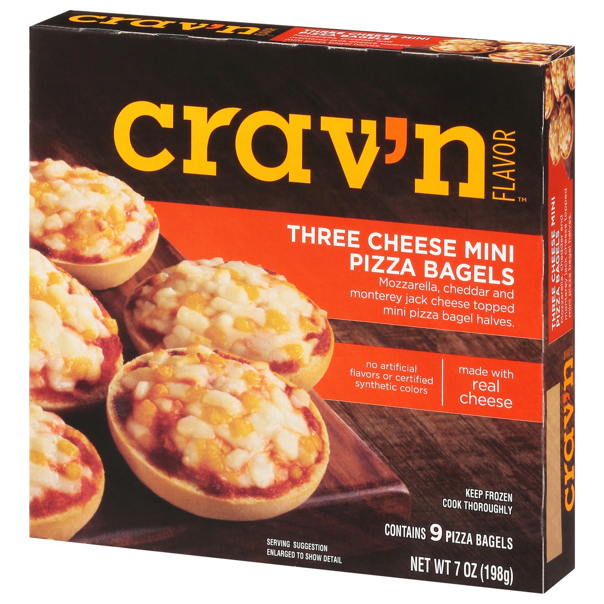 slide 8 of 15, Crav'n Flavor Three Cheese Mini Pizza Bagels 9 Each, 9 ct
