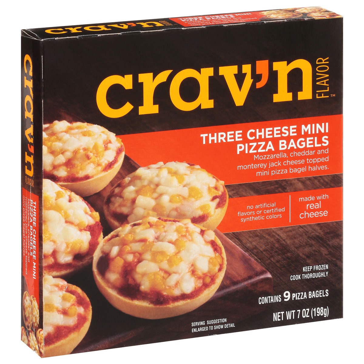 slide 2 of 15, Crav'n Flavor Three Cheese Mini Pizza Bagels 9 Each, 9 ct