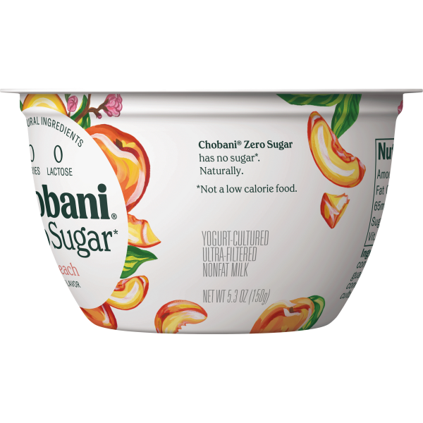 slide 7 of 19, Chobani Yogurt, Zero Sugar, Peach Flavor, 5.3 oz