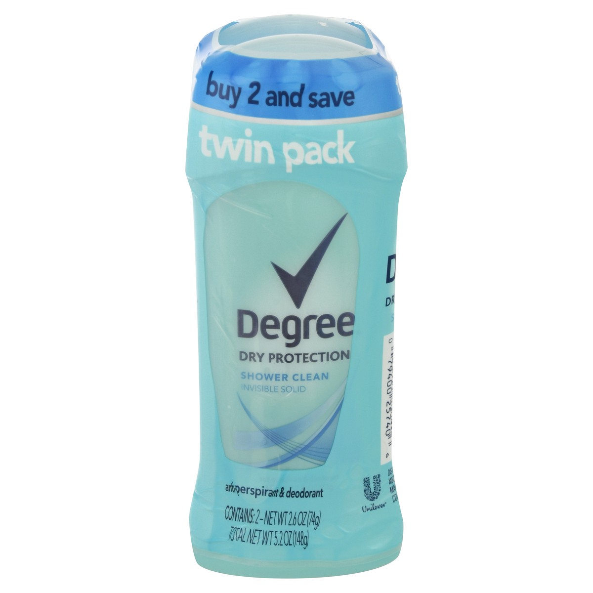 slide 1 of 1, Degree Dry Protection Shower Clean Antiperspirant Deodorant, 2 ct; 2.6 oz