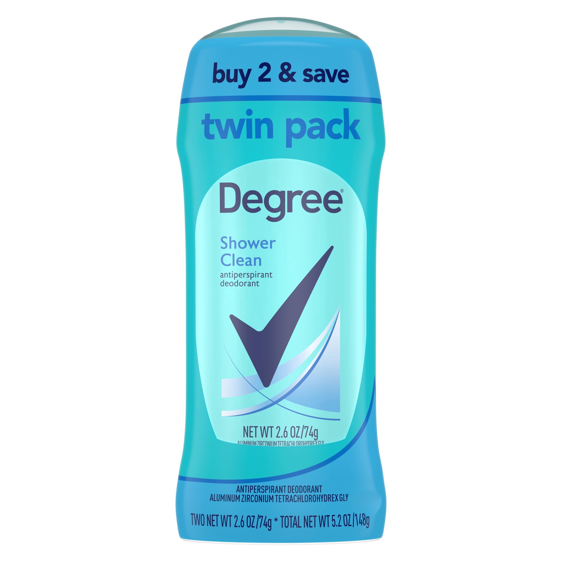 slide 11 of 11, Degree Antiperspirant Deodorant Shower Clean, 2.6 oz, 2 Count , 2.6 oz