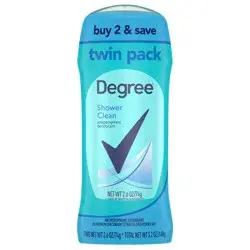 Degree Antiperspirant Deodorant Shower Clean, 2.6 oz, 2 Count 
