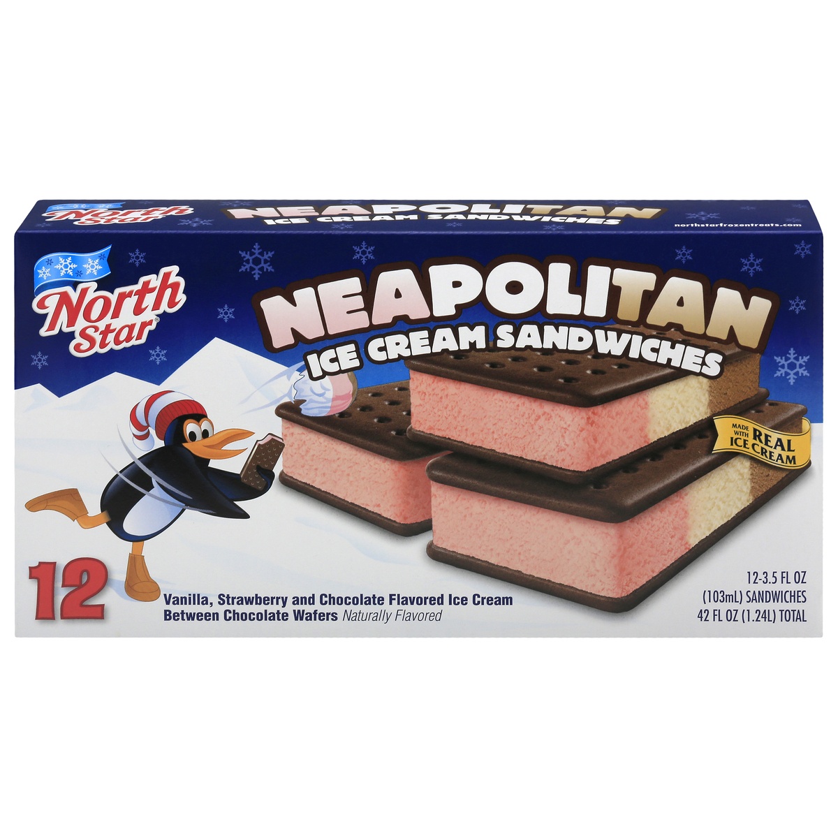 slide 1 of 1, North Star Neapolitan Ice Cream Sandwiches, 12 ct