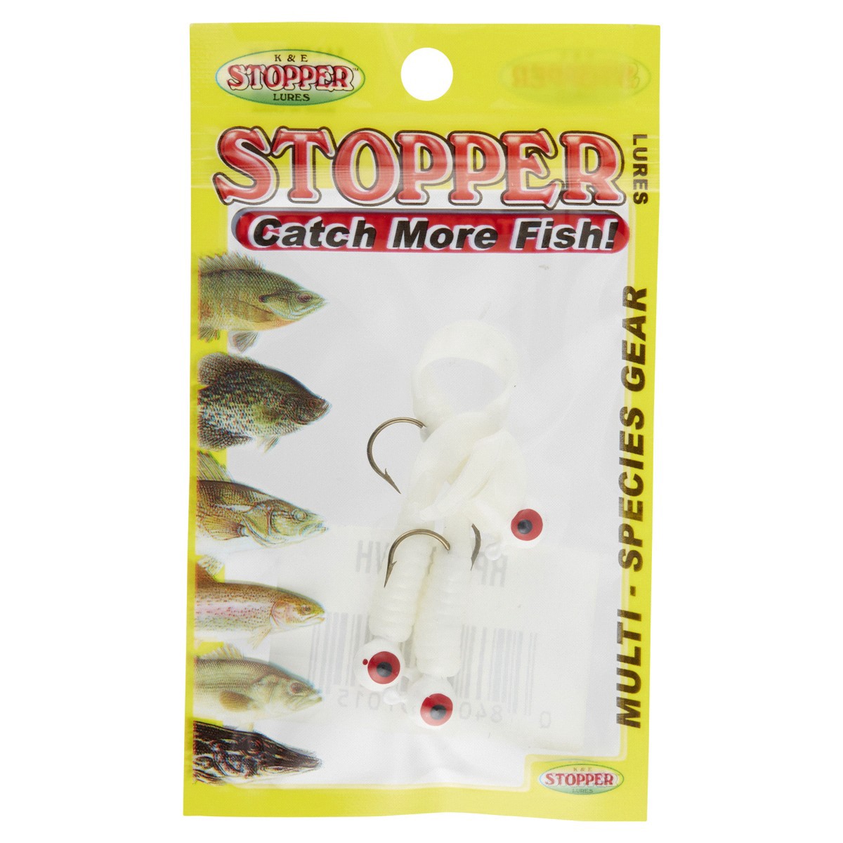 slide 1 of 5, Stopper Lures Rigged Plastic Curl Tail White 1/8th oz, 0.125 oz
