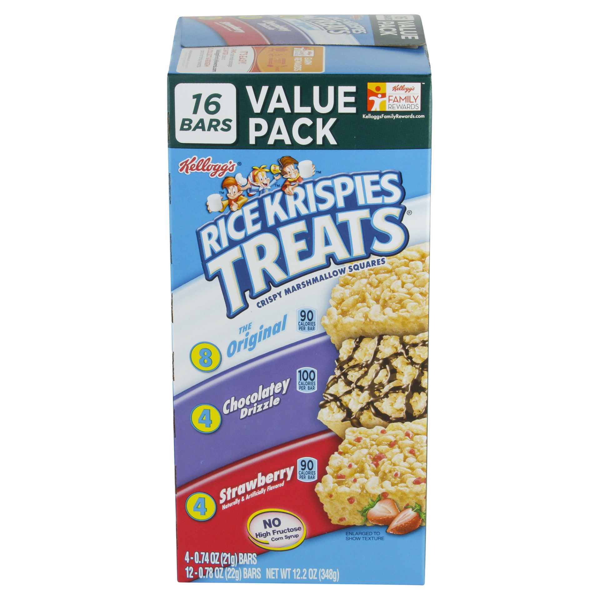 slide 1 of 1, Rice Krispies Marshmallow Squares, Crispy, The Original, Chocolatey Drizzle, Strawberry, Value Pack, 12.4 oz