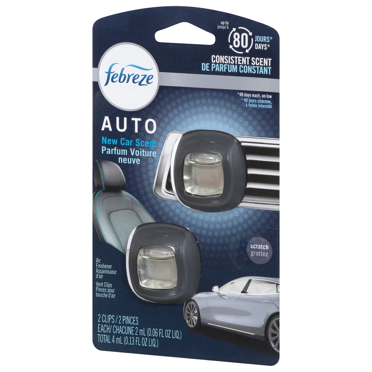 slide 4 of 4, Febreze New Car Scent Air Freshener Auto Vent Clips 2 ea, 2 ct