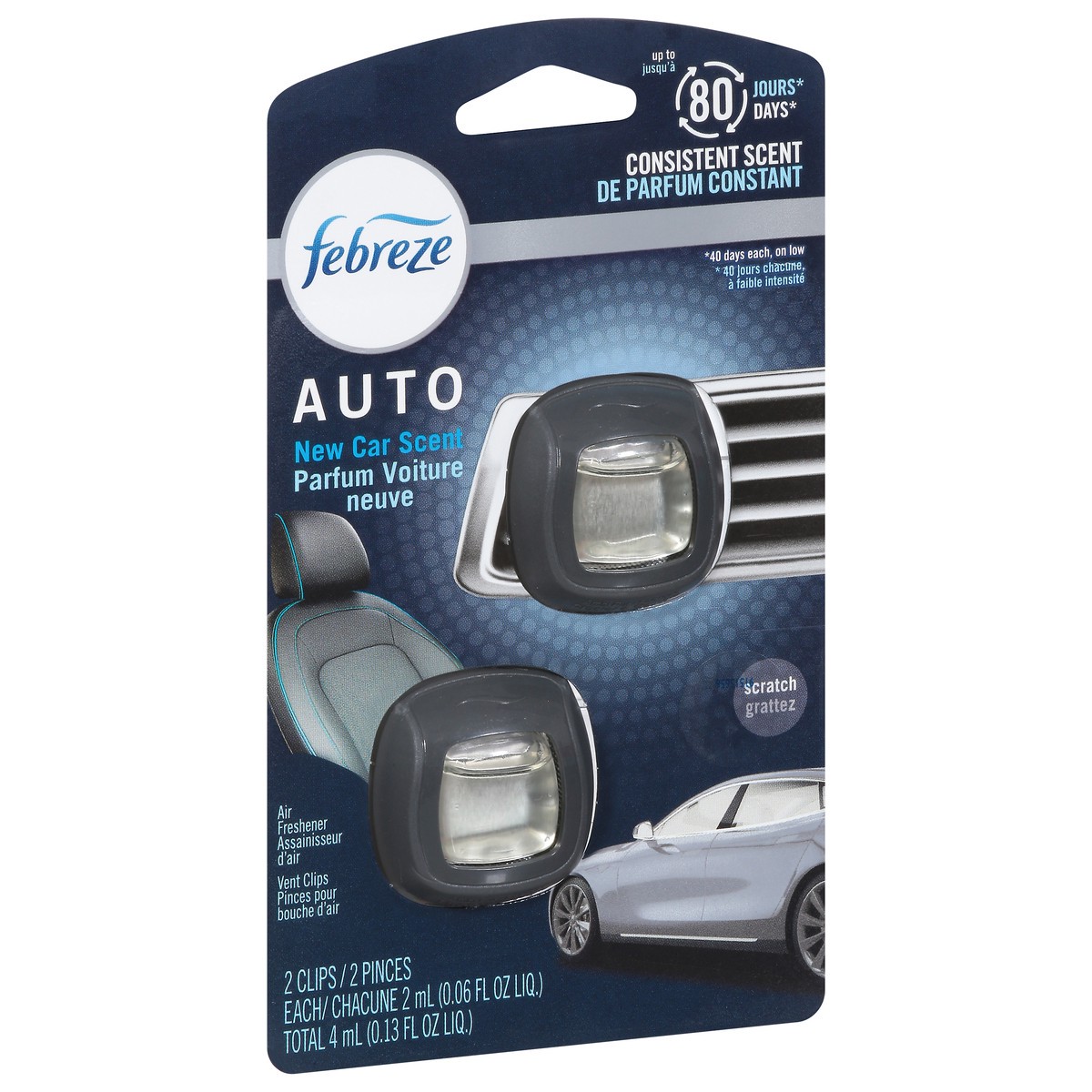 slide 2 of 4, Febreze New Car Scent Air Freshener Auto Vent Clips 2 ea, 2 ct