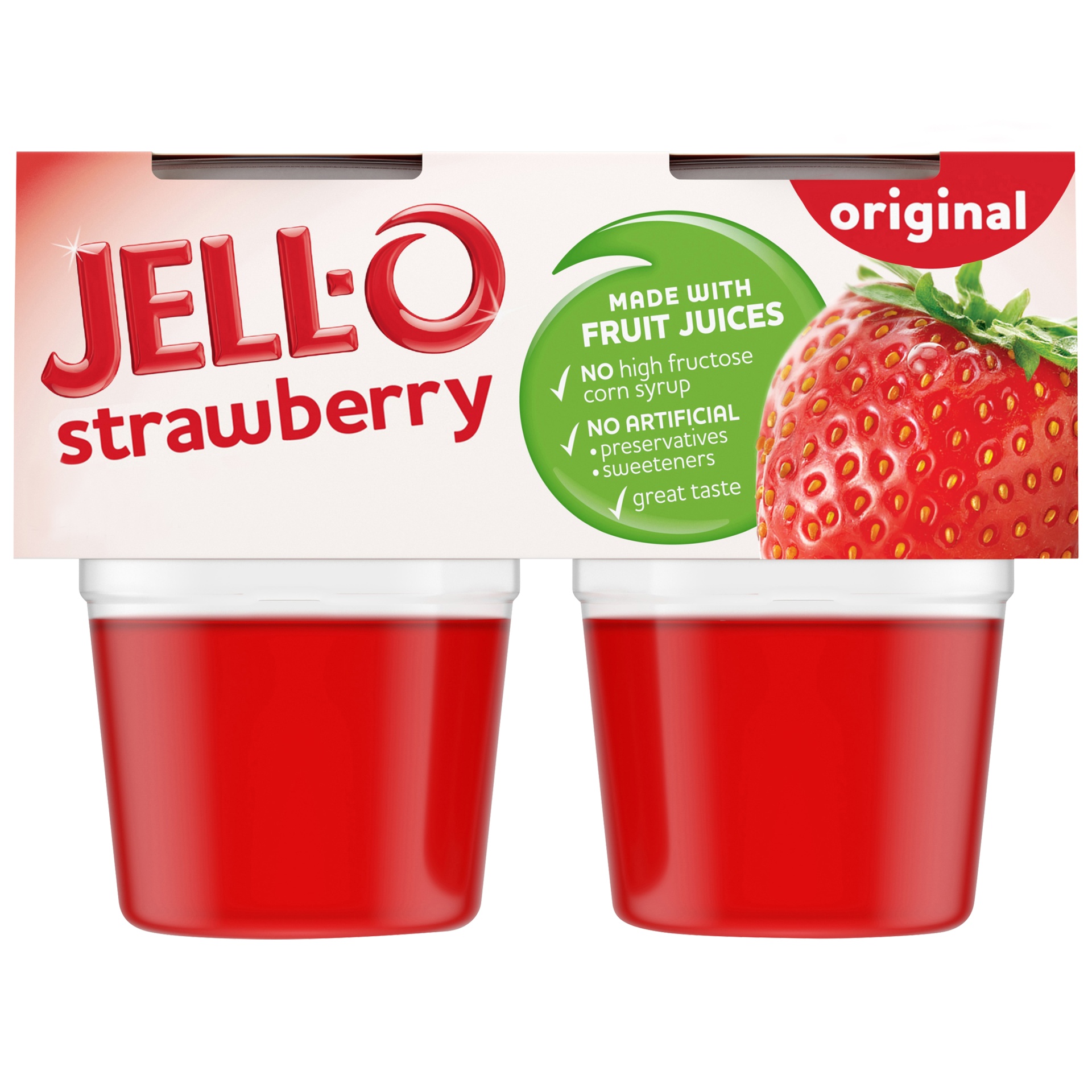 Jell-O Original Strawberry Ready-to-Eat Jello Cups Gelatin Snack Cups 4 ...