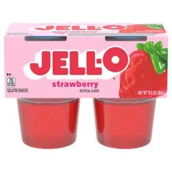 Jell-O Original Strawberry Artificially Flavored Ready-to-Eat Gelatin Snack Cups, 4 ct Cups