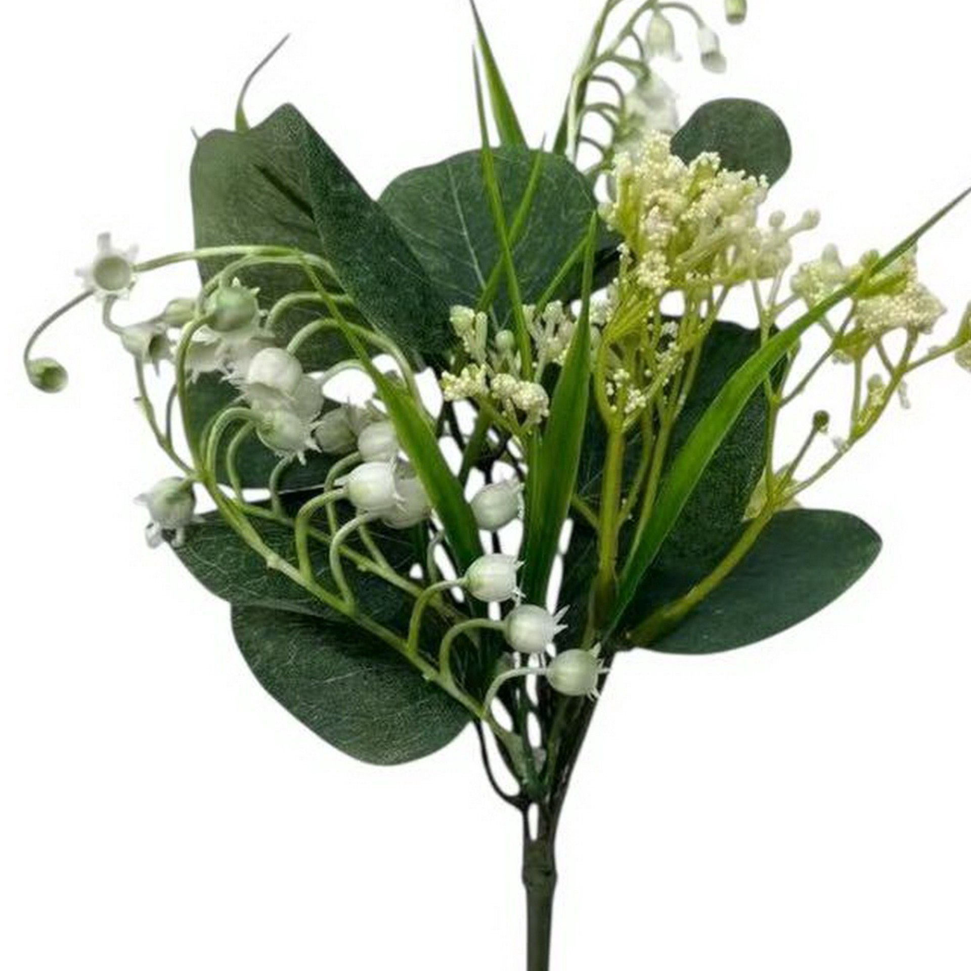 slide 2 of 3, 11" White & Green Lily Of The Valley & Eucalyptus Pick By Ashland, 6 in x 3 in x 11 in