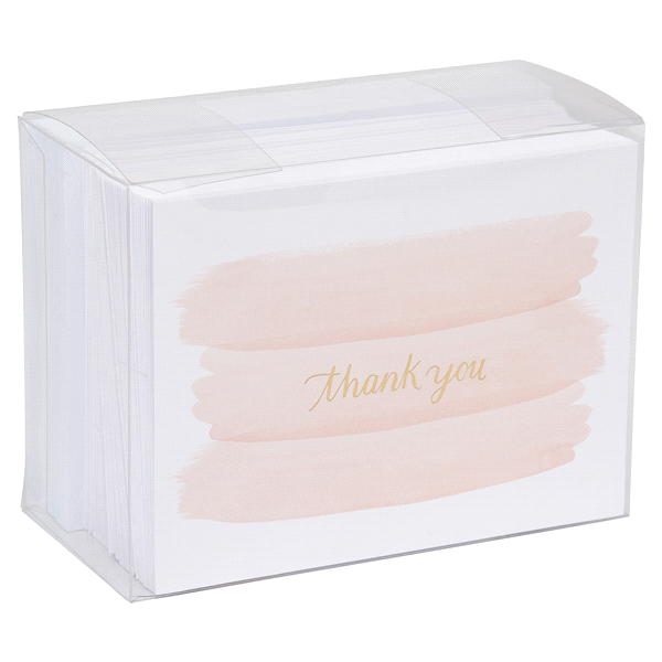 slide 5 of 13, American Greetings Pink Gold and Pink Brush Thank-You Cards and White Envelopes, 50 ct