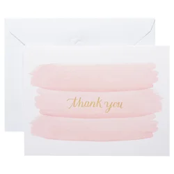 American Greetings Pink Gold and Pink Brush Thank-You Cards and White Envelopes
