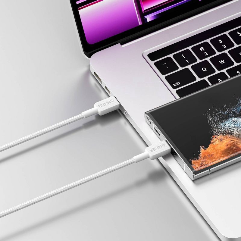 slide 2 of 5, Anker 60W 6 Feet USB-C to USB-C Braided Charging Cable 1 ea, 1 ct