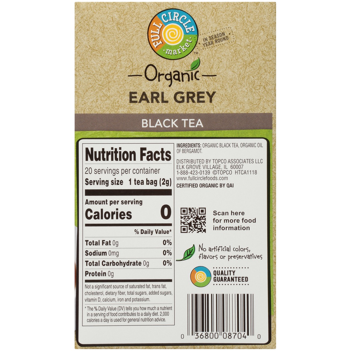 slide 11 of 15, Full Circle Market Earl Grey Black Tea - 1.41 oz, 20 ct