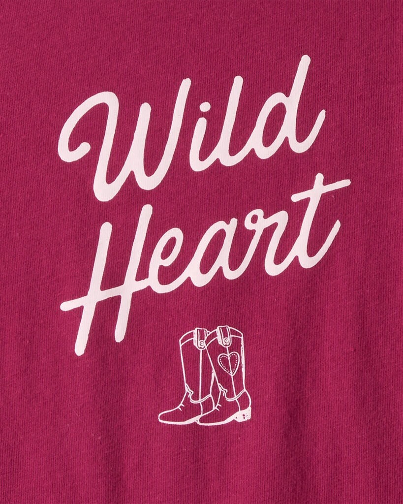 slide 2 of 2, Oshkosh Girls Wild Heart Long-Sleeve Graphic Tee - Pink Fuchsia XS, 1 ct