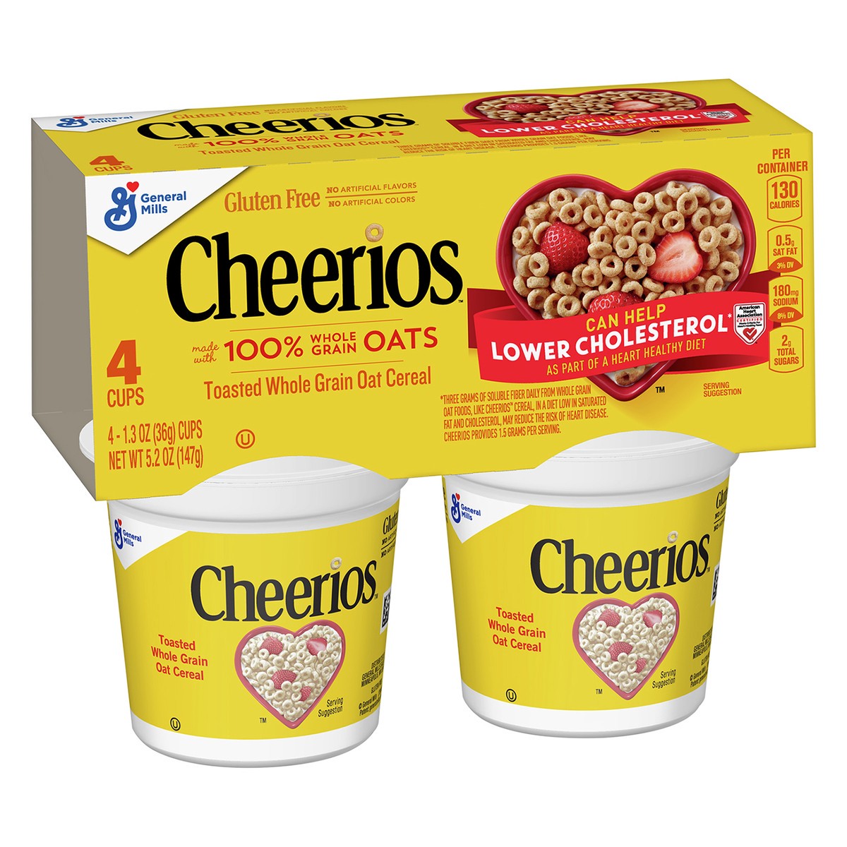 slide 2 of 9, Cheerios Cereal Cups, 4 ct,1.3 oz, 4 ct