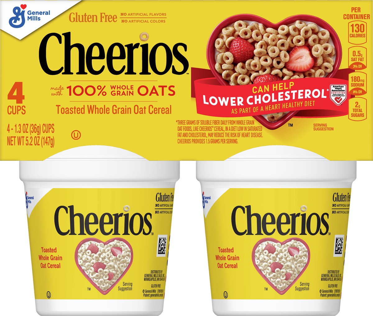 slide 4 of 9, Cheerios Cereal Cups, 4 ct,1.3 oz, 4 ct