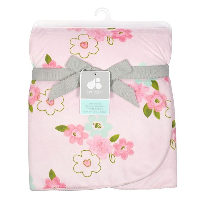 slide 3 of 3, Just Born One World Collection Blossom Plush Blanket - Pink, 1 ct