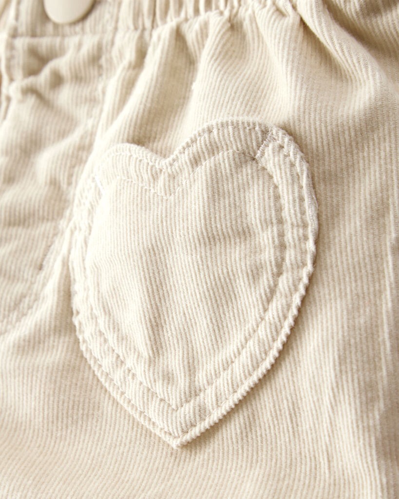 slide 3 of 4, Carter's Baby Girl Heart Pocket Barrel Pants - Tan Beige 24M, 1 ct