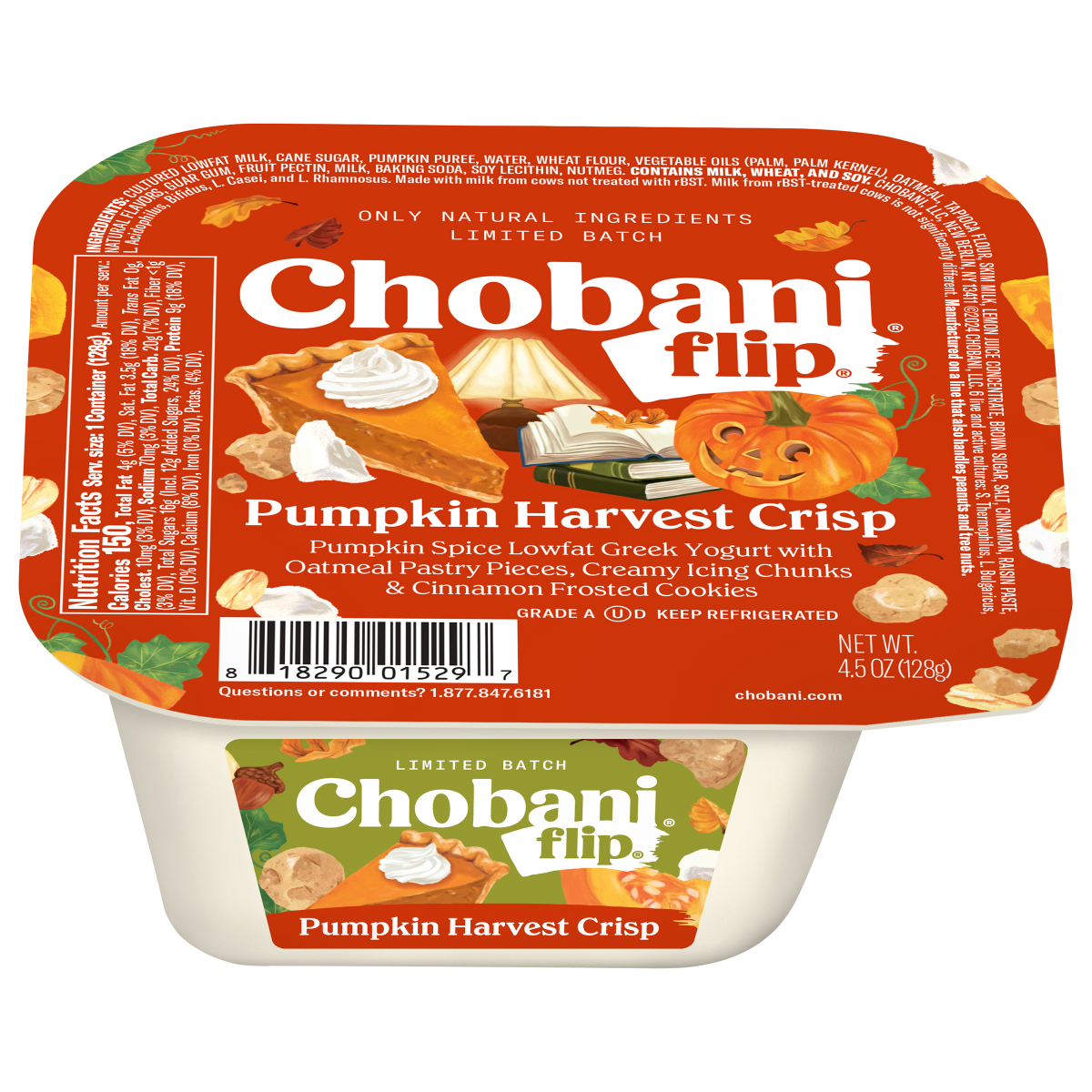 slide 16 of 25, Chobani Flip Lowfat Greek Yogurt Limited Batch Pumpkin Harvest Crisp, 4.5 oz