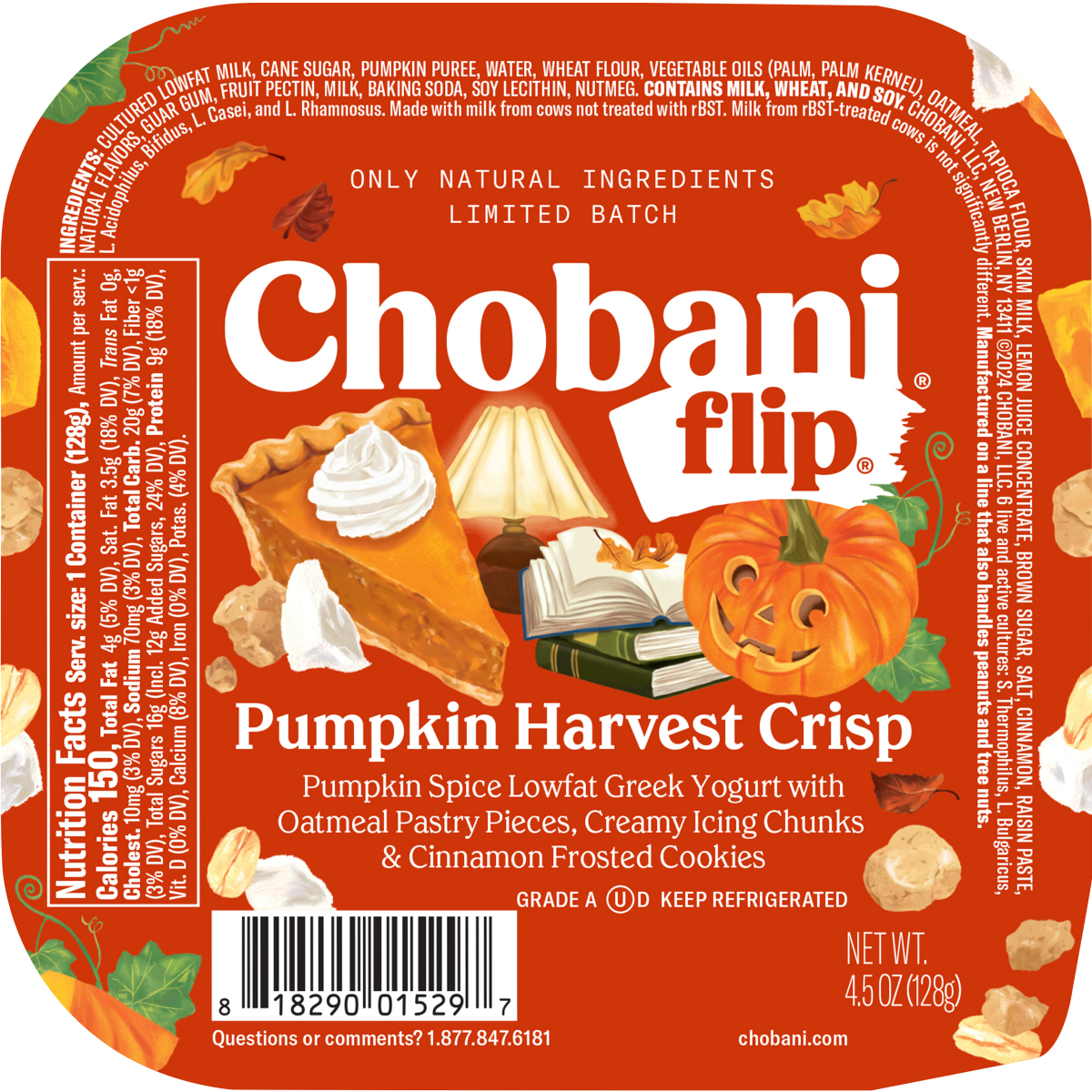 slide 14 of 25, Chobani Flip Lowfat Greek Yogurt Limited Batch Pumpkin Harvest Crisp, 4.5 oz