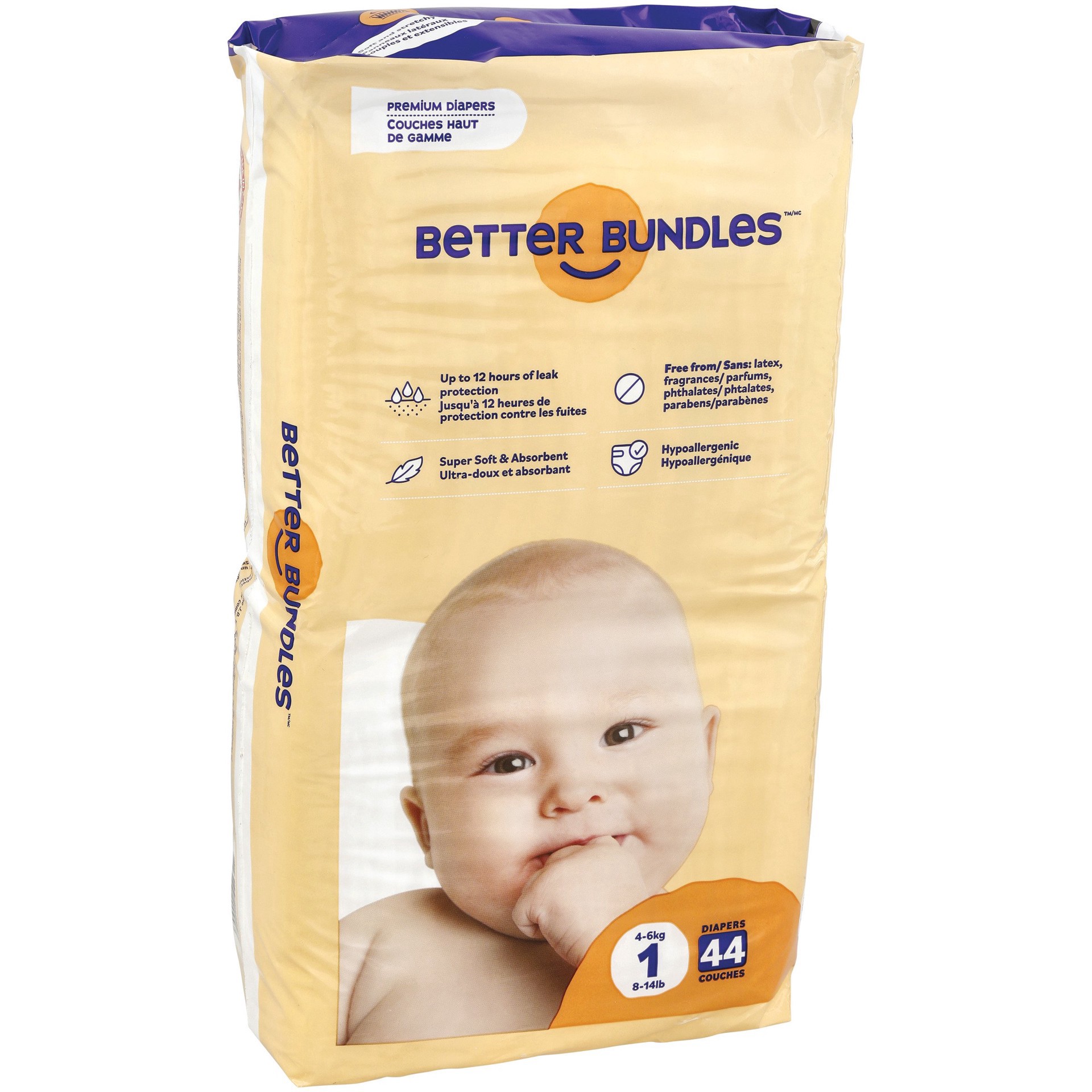 slide 1 of 1, Better Bundles Baby Diapers - Size 1, 44 ct