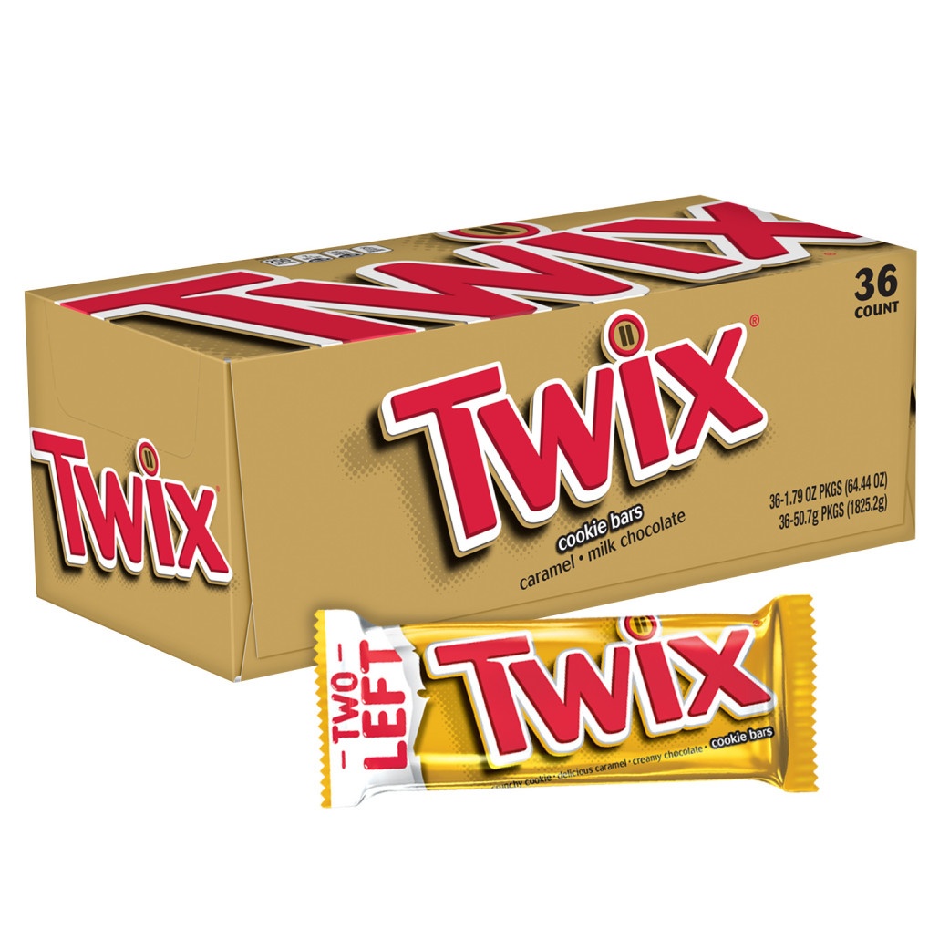 slide 1 of 1, Twix Full Size Chocolate Candy Bar, Caramel Cookie (Bulk), 36 ct