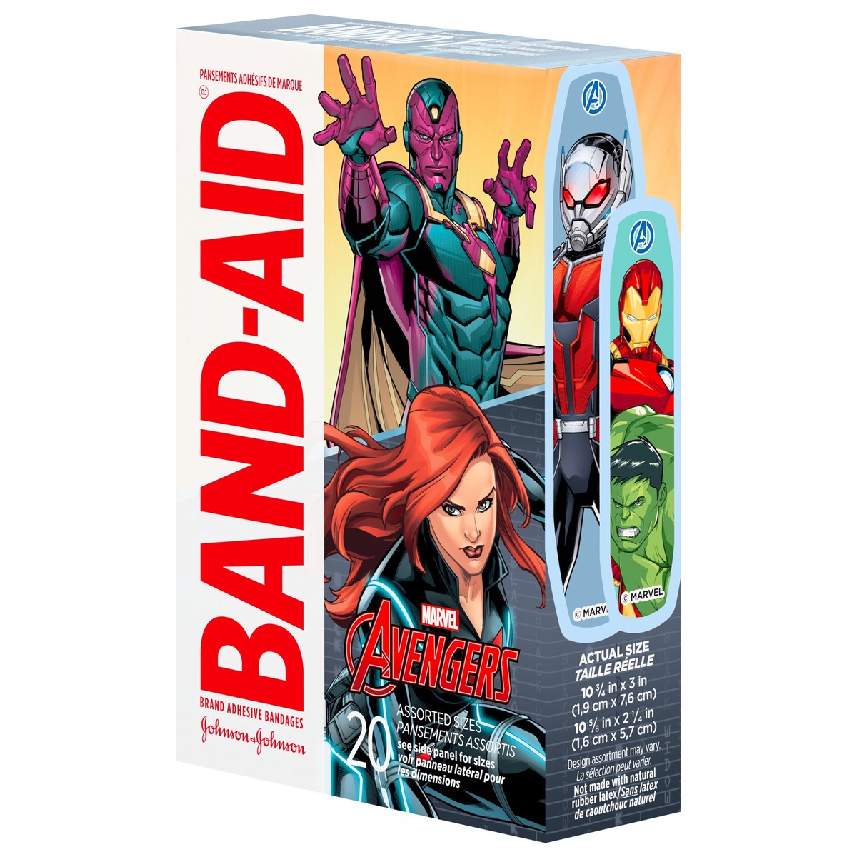 slide 6 of 8, BAND-AID Adhesive Bandages for Minor Cuts & Scrapes, Wound Care Bandages Featuring Marvel Avengers Characters, Fun Decorative Bandages for Kids & Toddlers, Assorted Sizes, 20 ct, 20 ct
