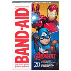 Band-Aid Brand Adhesive Bandages for Minor Cuts & Scrapes, Wound Care Bandages Featuring Marvel Avengers Characters, Fun Decorative Bandages for Kids & Toddlers, Assorted Sizes, 20 ct