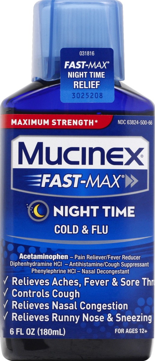 slide 2 of 6, Mucinex Fast-Max Night Time Cold & Flu Liquid, 