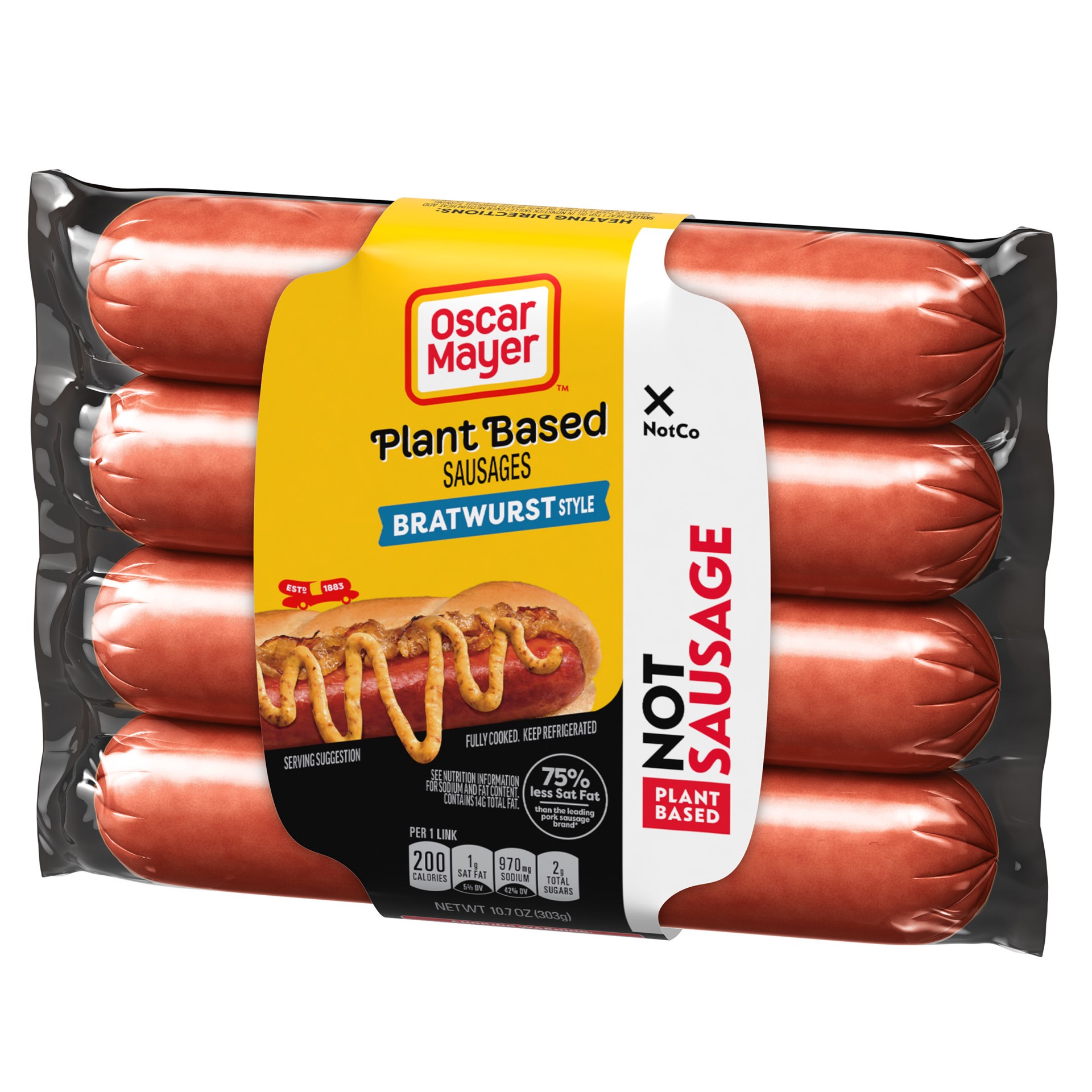 slide 2 of 5, Oscar Mayer Plant-Based NotSausage, Bratwurst Style, 10.7 oz, 4 ct Pack, 10.70 oz