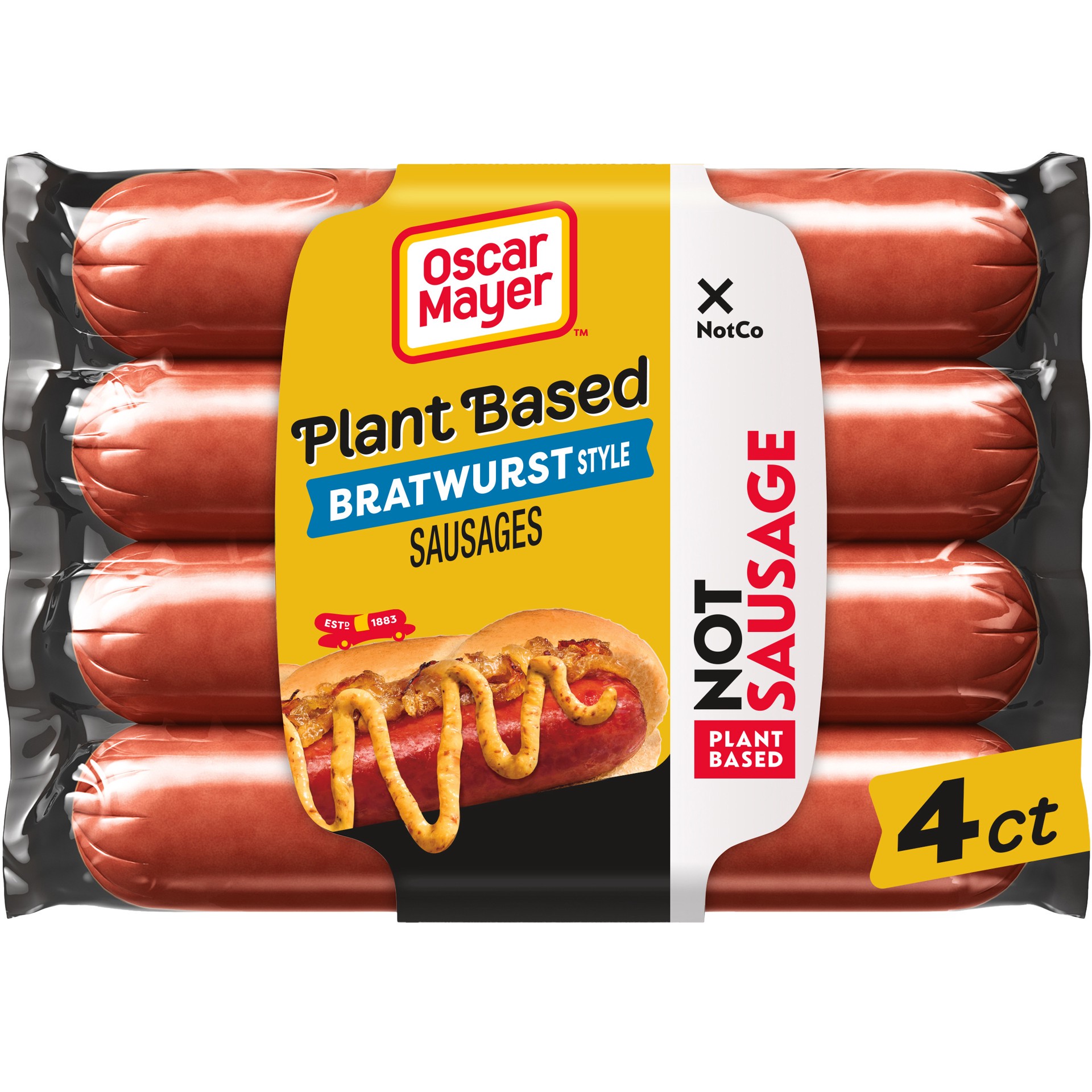 slide 1 of 5, Oscar Mayer Plant-Based NotSausage, Bratwurst Style, 10.7 oz, 4 ct Pack, 10.7 oz