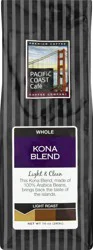Pacific Coast Cafe Whole Light Roast Kona Blend Coffee 10 oz