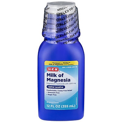 slide 1 of 1, H-E-B Milk Of Magnesia Original Saline Laxative, 12 oz