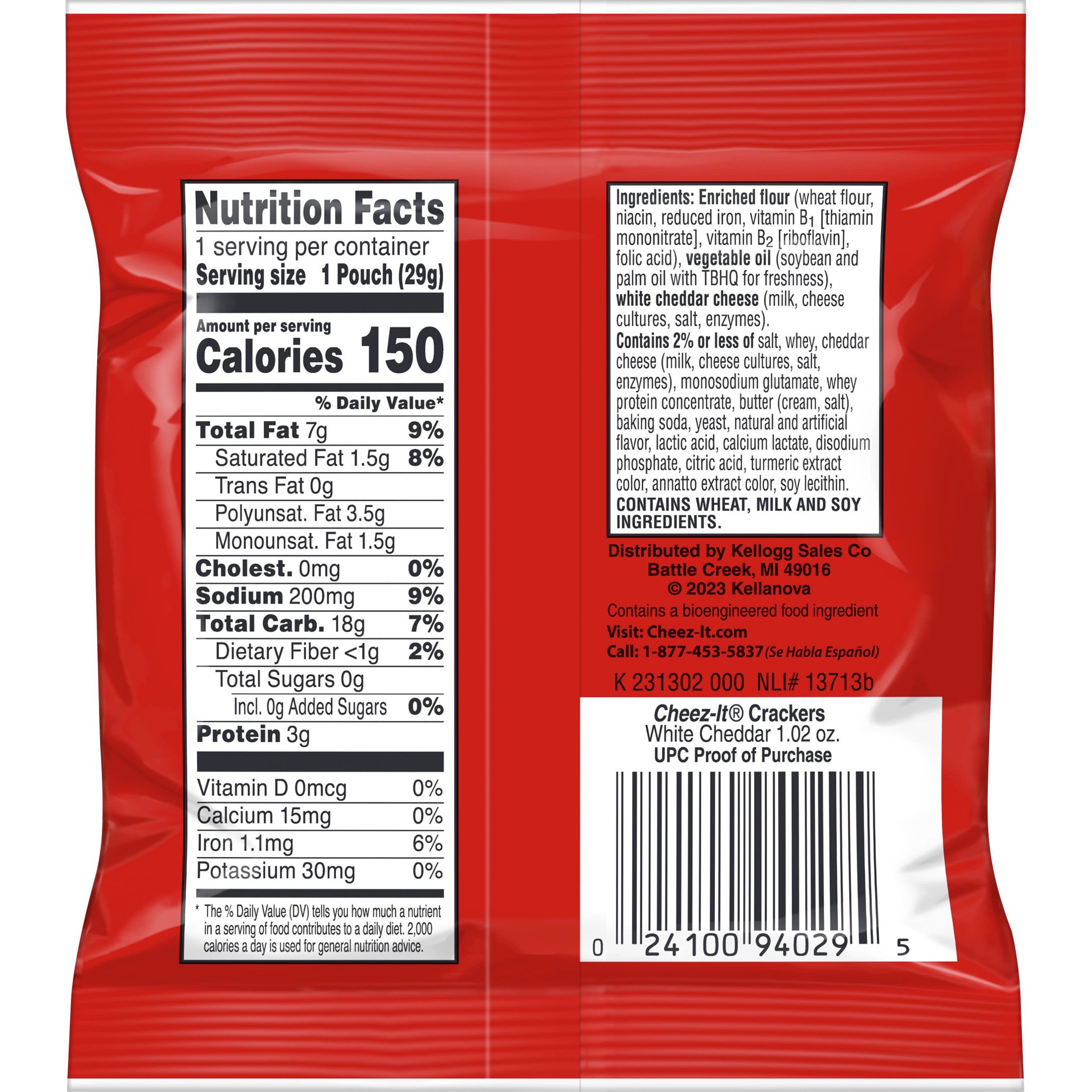 slide 5 of 5, Cheez-It Cheese Crackers, Baked Snack Crackers, Office and Kids Snacks, White Cheddar, 1.02oz Pouch, 1 Pouch, 1.02 oz