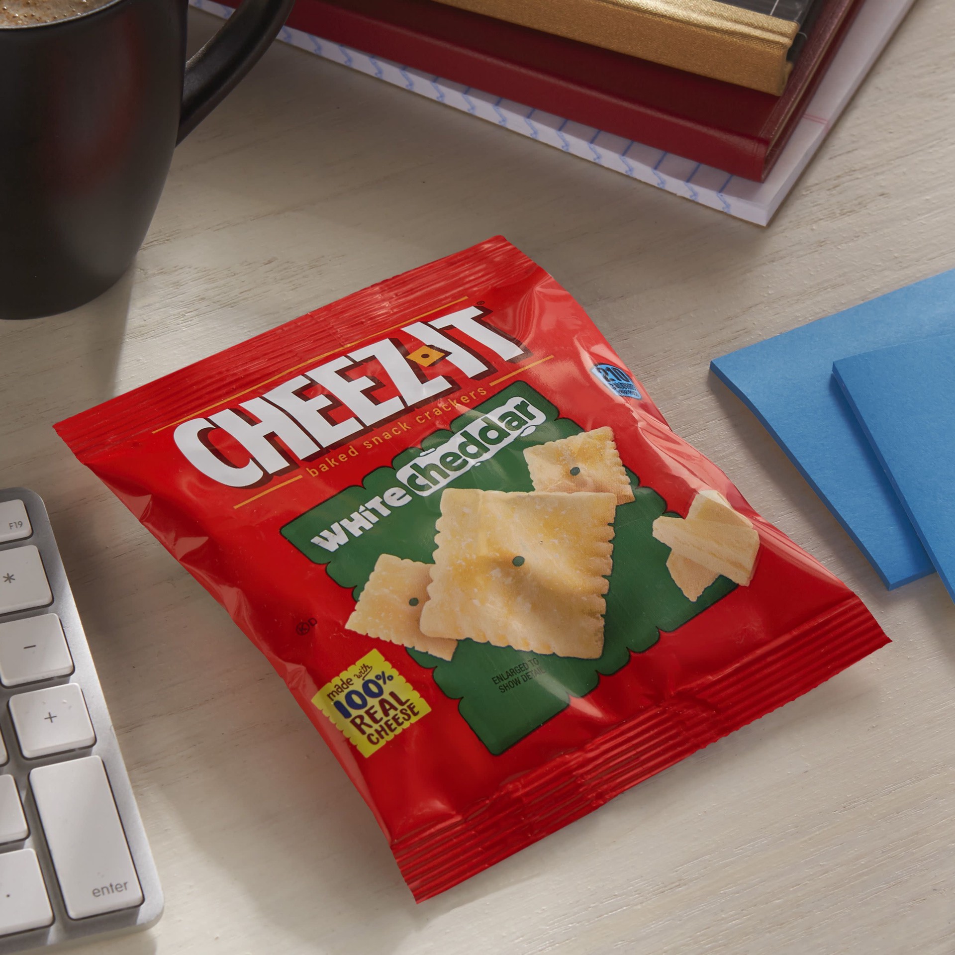 slide 3 of 5, Cheez-It Cheese Crackers, Baked Snack Crackers, Office and Kids Snacks, White Cheddar, 1.02oz Pouch, 1 Pouch, 1.02 oz