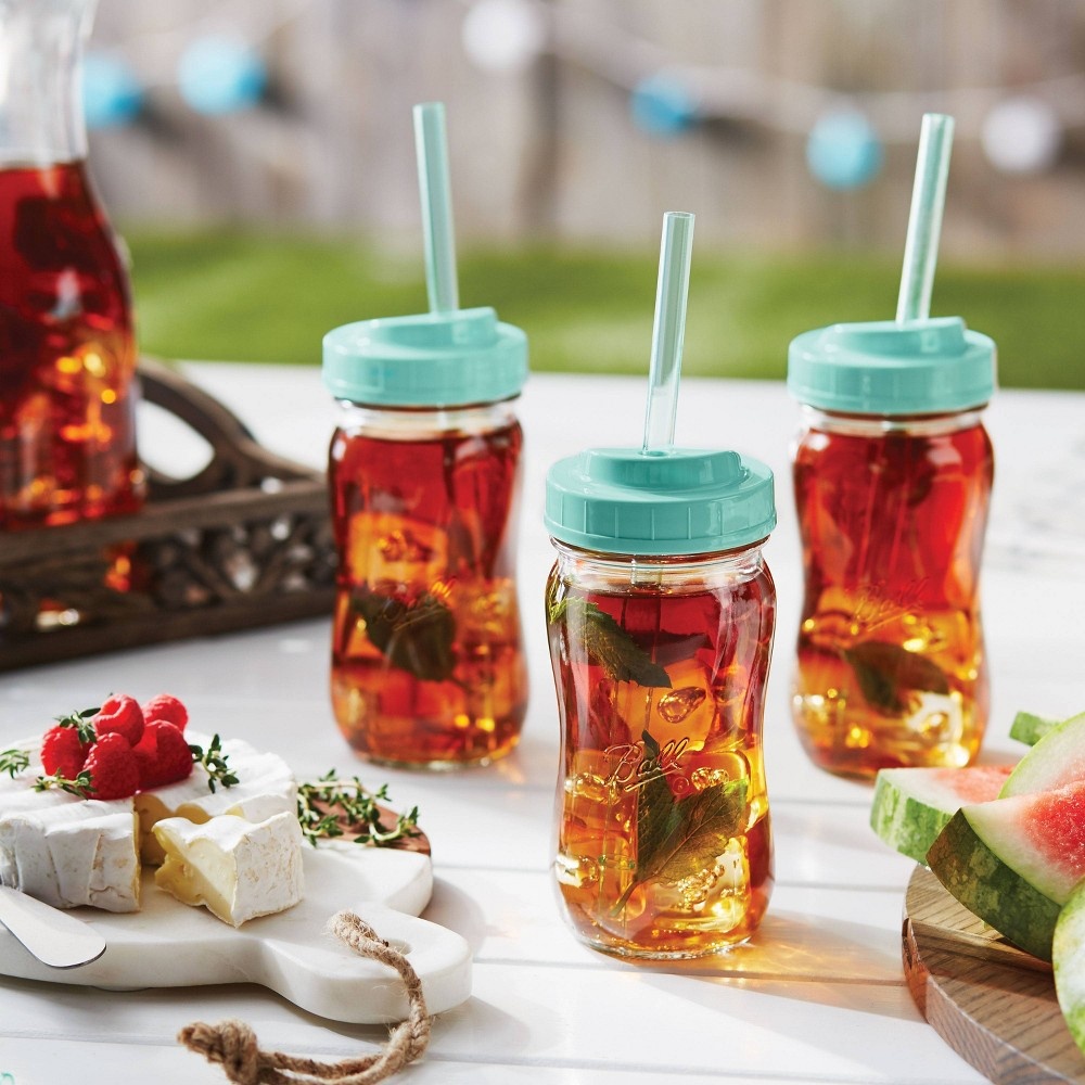 16 oz. Reusable Plastic Mason Jar Cups with Lid & Straw - 6 Ct