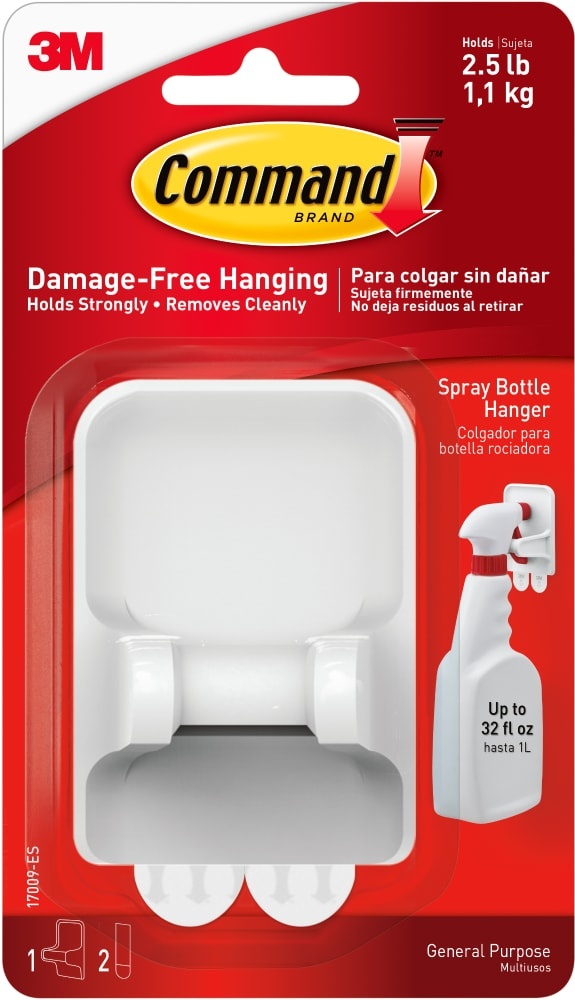 slide 1 of 1, 3M Command Damage-Free Hanging Spray Bottle Hanger - White, 1 ct