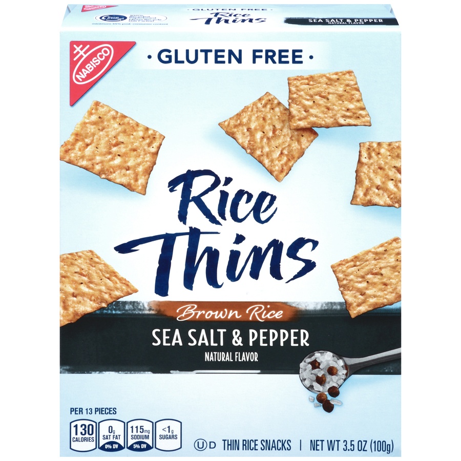 slide 1 of 8, Rice Thins Rice Snacks, Thin, Brown Rice, Sea Salt & Pepper, 3.5 oz