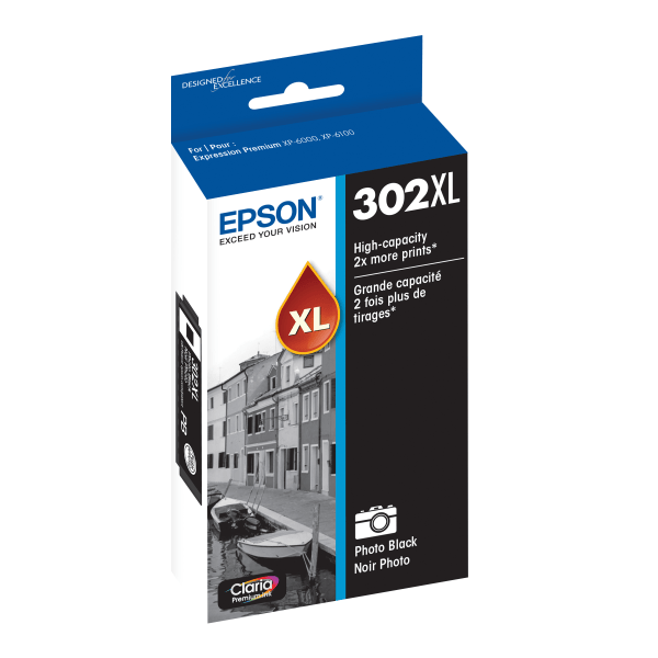slide 6 of 9, Epson Claria Premium High-Yield Photo Black Ink Cartridge, T302Xl120-S, 302xl, 1 ct