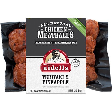slide 1 of 1, Aidells Chicken Meatballs Teriyaki & Pineapple - 12 Oz, 12 oz