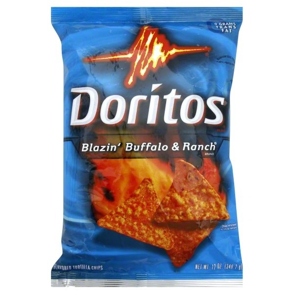 slide 1 of 1, Doritos Tortilla Chips, Blazin Buffalo & Ranch, 12 oz