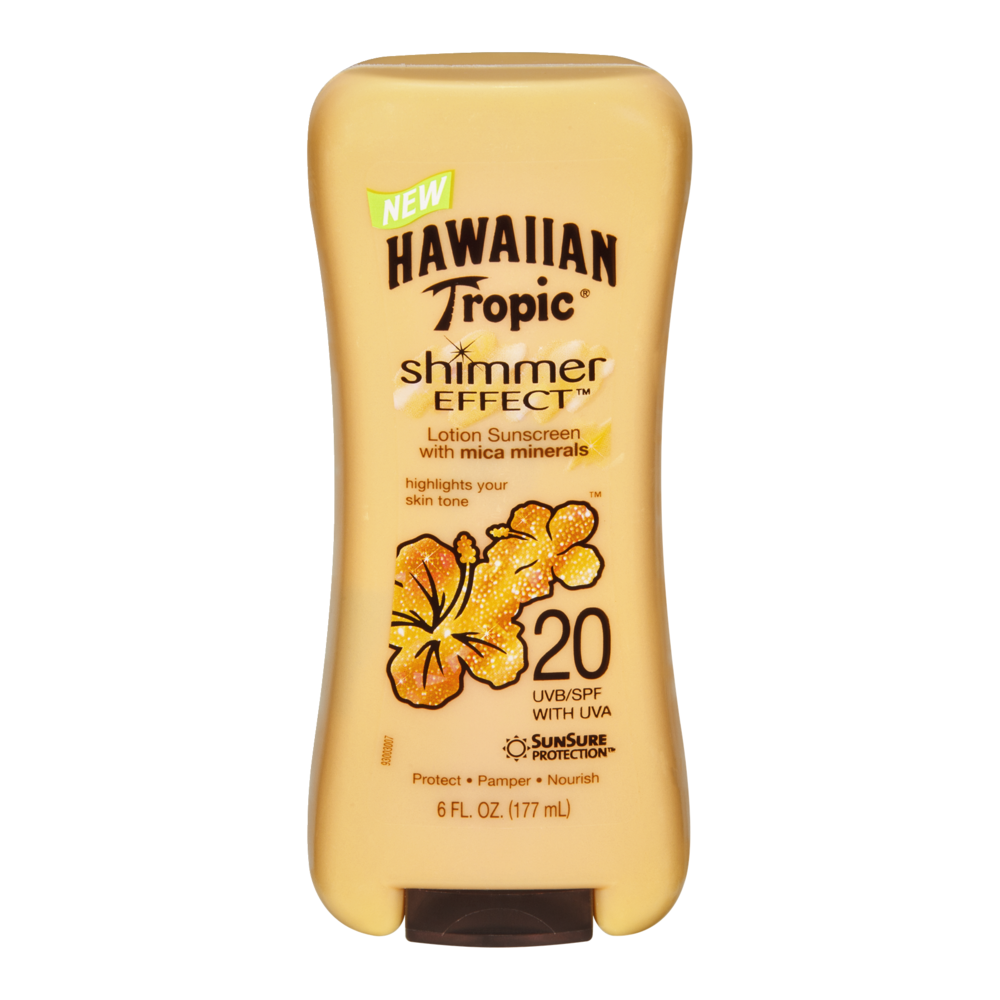slide 1 of 1, Hawaiian Tropic Shimmer Effect Lotion 20 Uvb/Spf With Uva Sunscreen, 6 fl oz