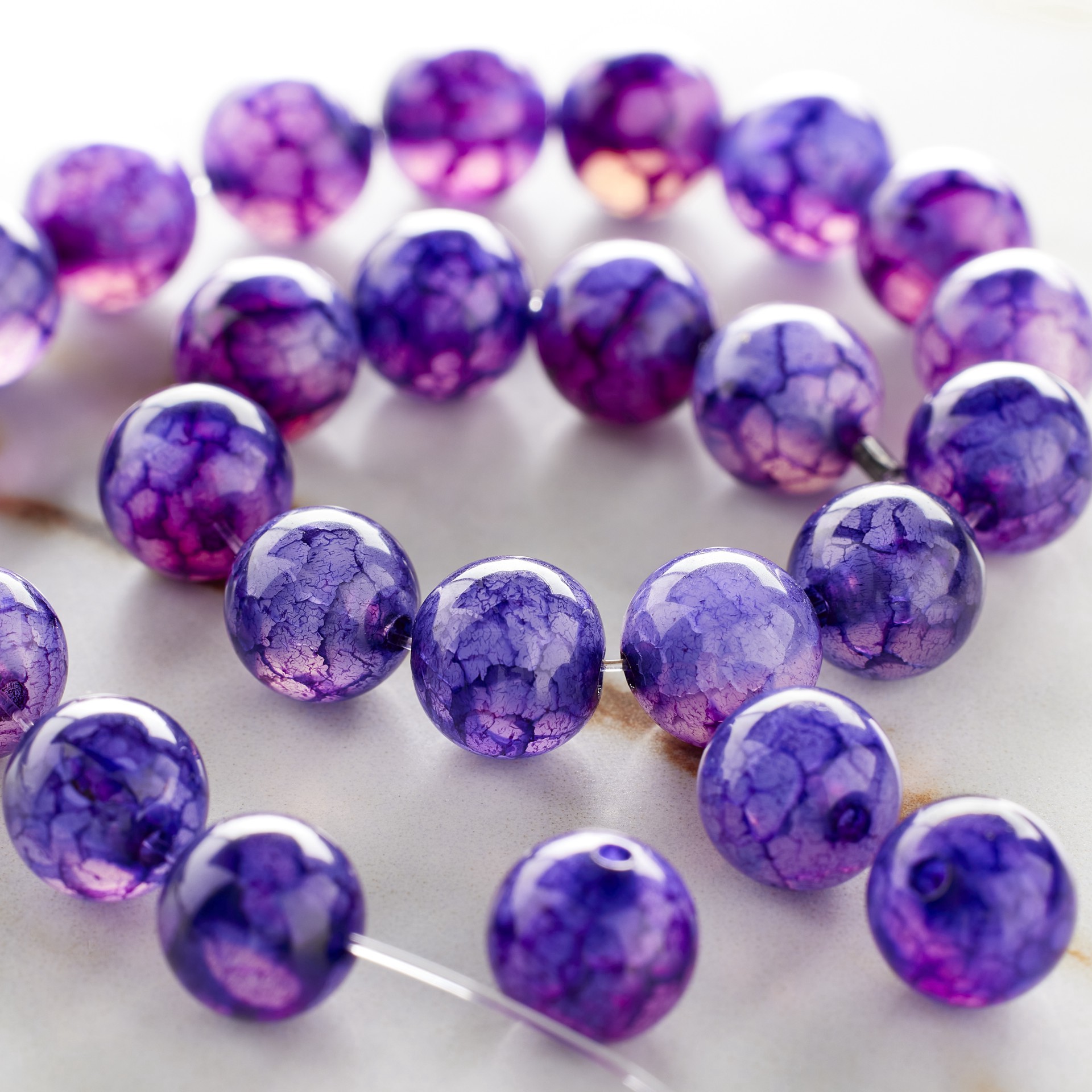 slide 2 of 3, 8mm Purple Fractured Dyed Round Agate Beads By Bead Landing, 8mm