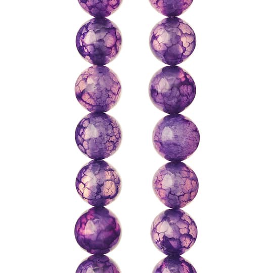 slide 1 of 3, 8mm Purple Fractured Dyed Round Agate Beads By Bead Landing, 8mm