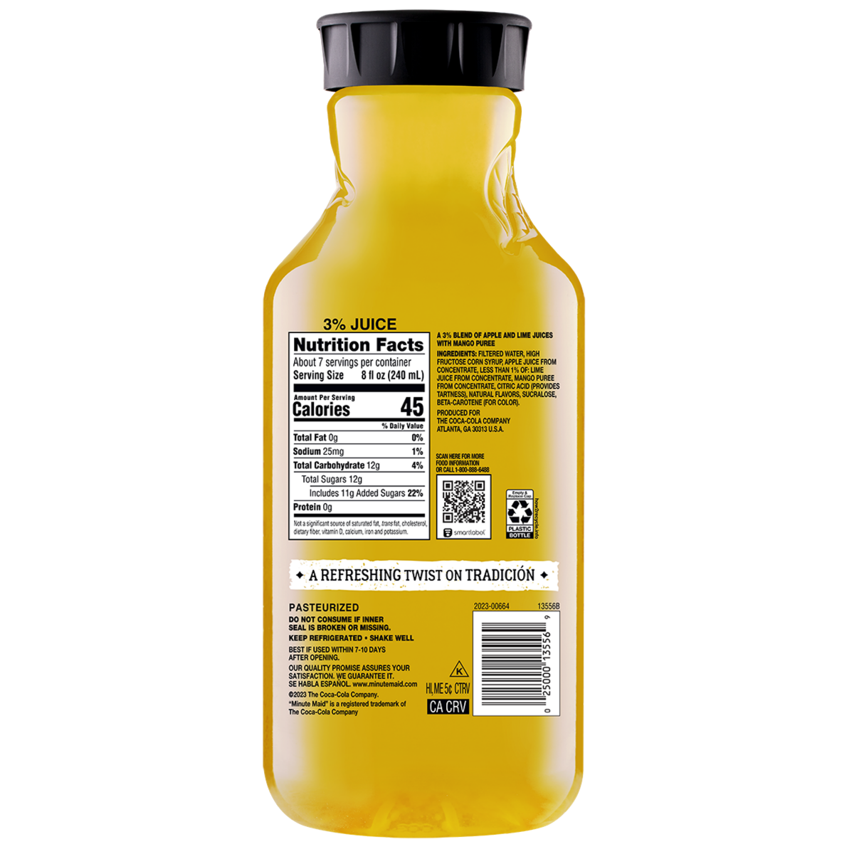 slide 3 of 5, Minute Maid Aguas Frescas Mango Lime Bottle, 52 fl oz, 52 fl oz