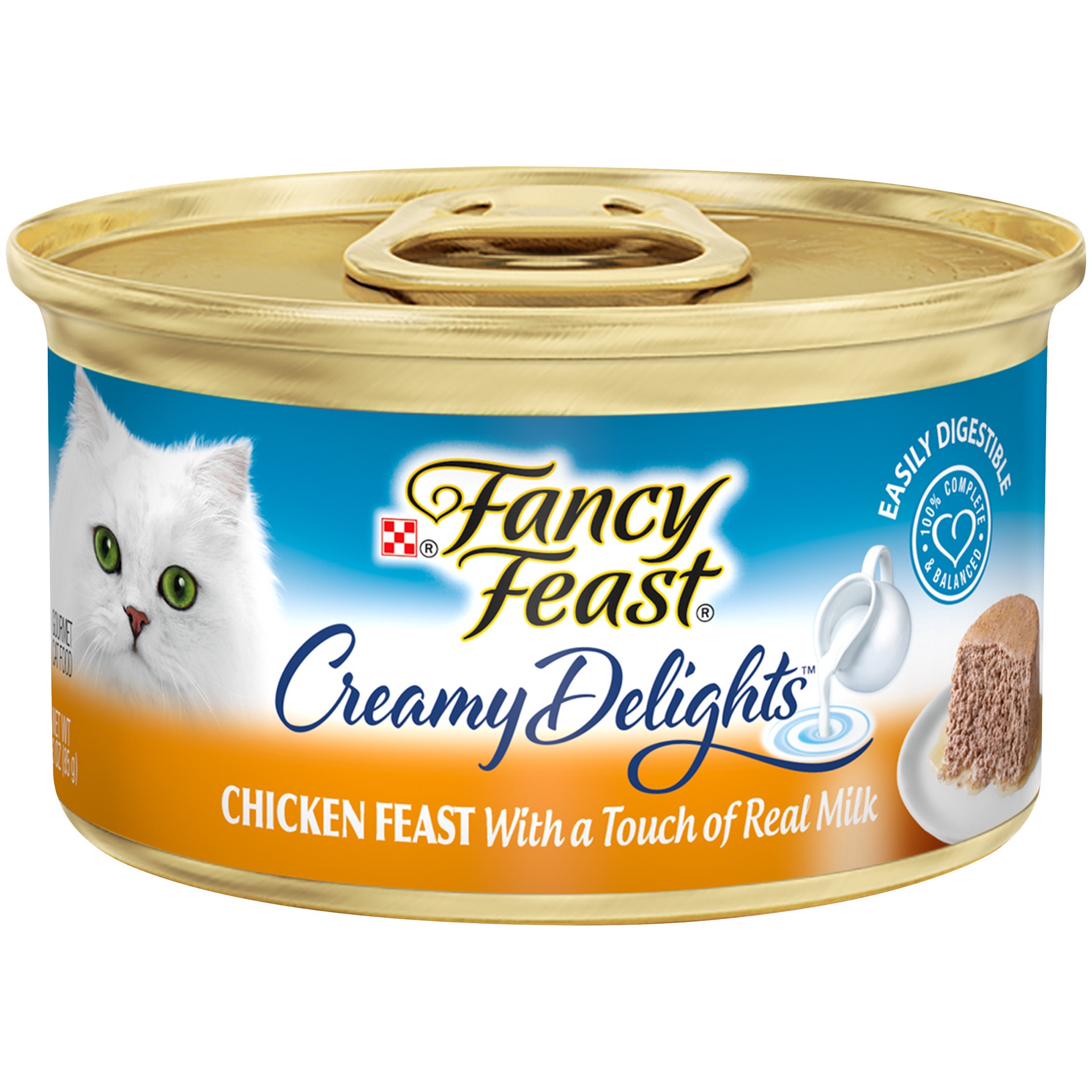 slide 1 of 9, Fancy Feast Purina Fancy Feast Pate Wet Cat Food, Creamy Delights Chicken Feast With a Touch of Real Milk, 3 oz