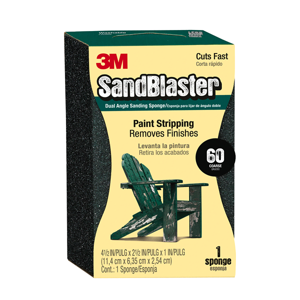 slide 1 of 1, 3M SandBlaster Paint Stripping Dual Angle 60 Grit Sanding Sponge, 1 ct