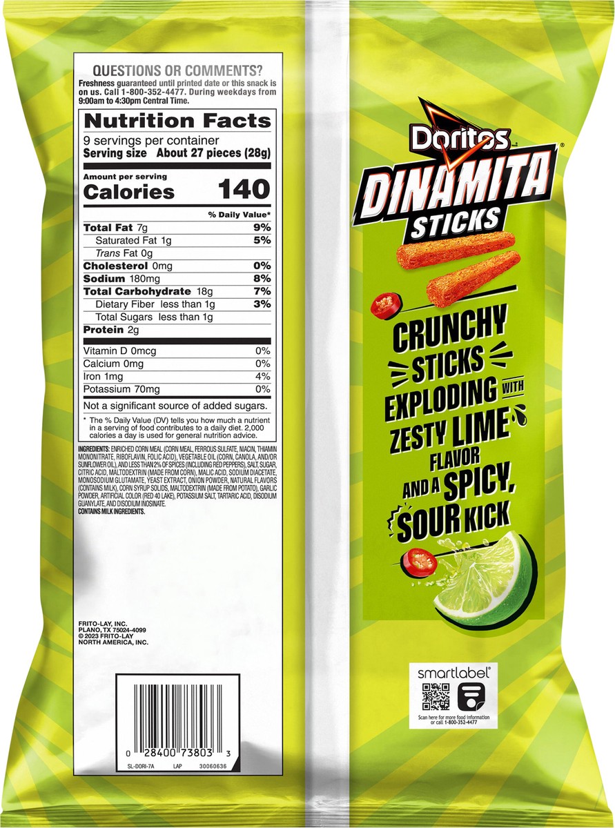 slide 3 of 8, Doritos Dinamita Corn Snacks Tangy Fiery Lime 9 Oz,